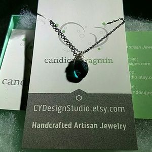 Teal Peacock Hydro Quartz Necklace